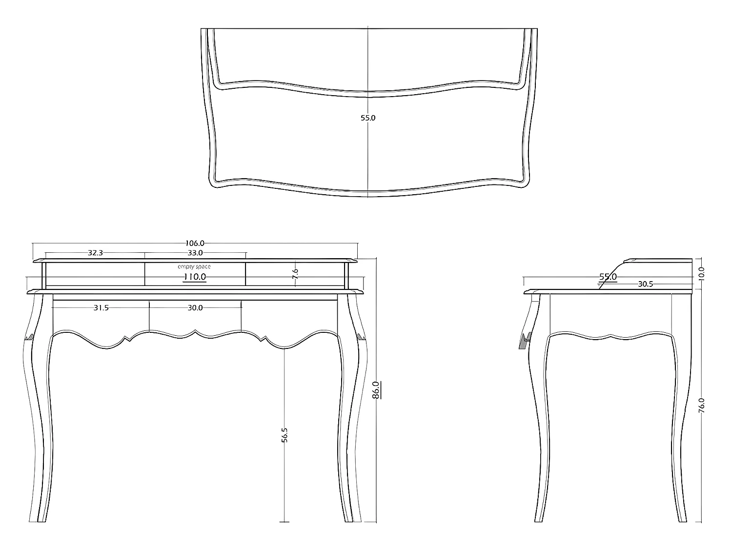 Bureau Murano Blanc Grand Modèle - Amadeus
