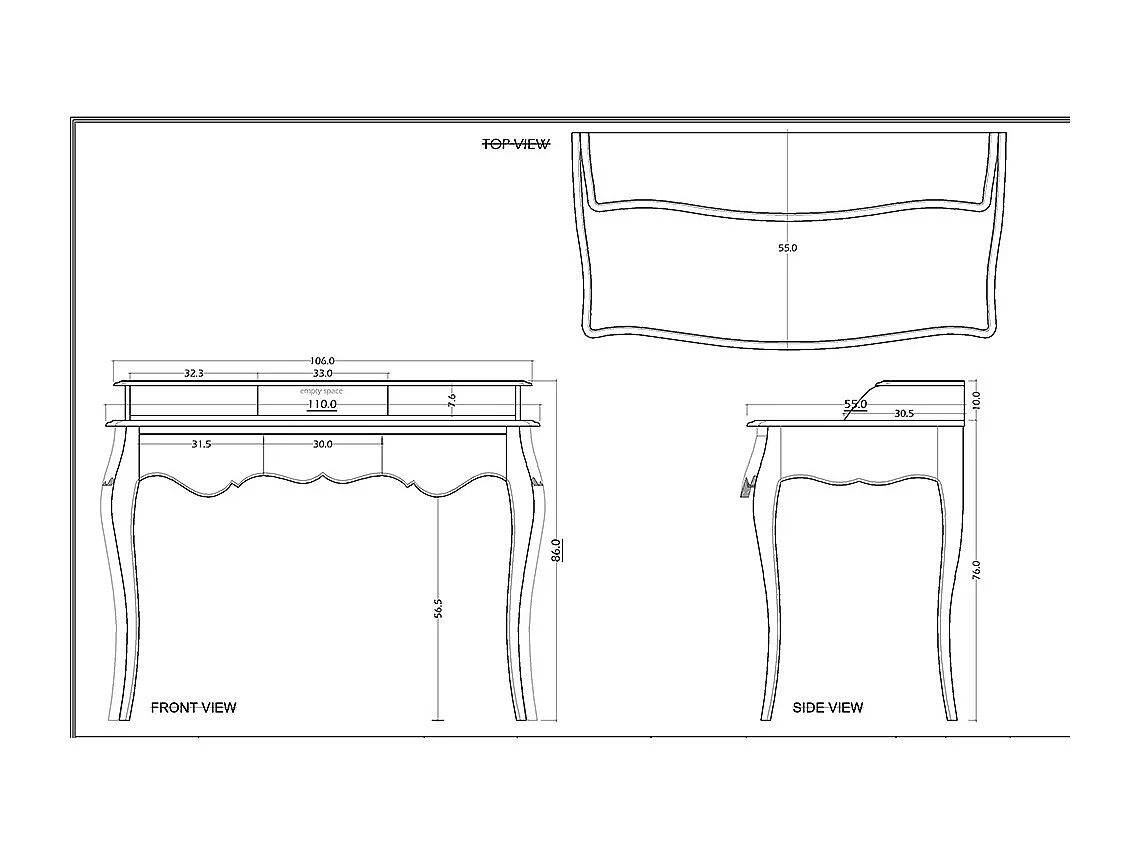Bureau Murano Blanc Grand Modèle - Amadeus