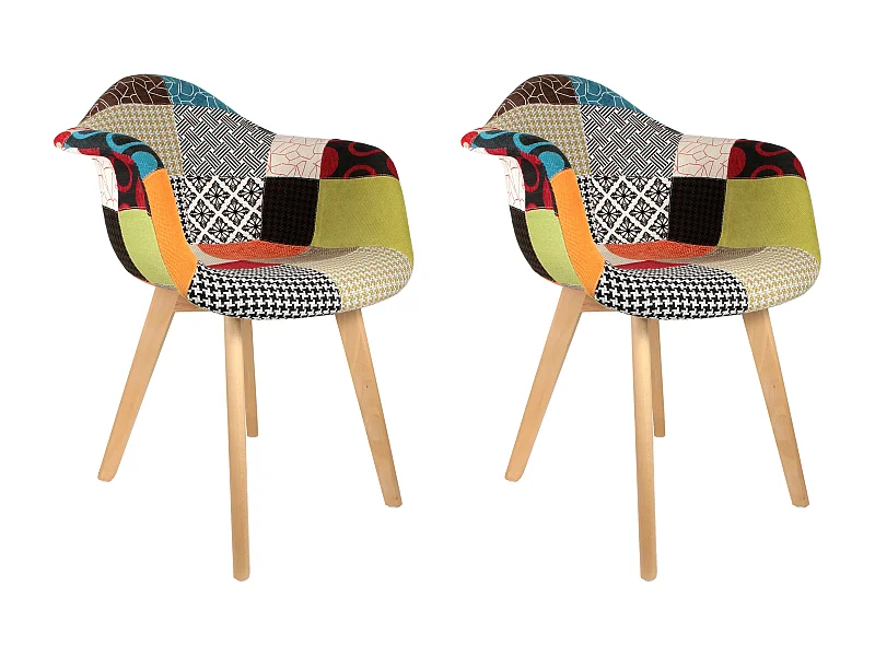 Fauteuil Scandinave Patchwork - Lot De 2 Multicolore