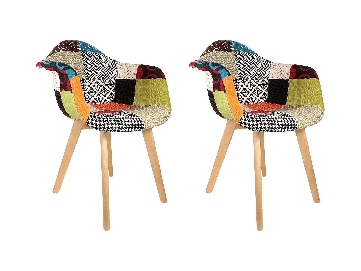 Fauteuil Scandinave Patchwork - Lot De 2 Multicolore