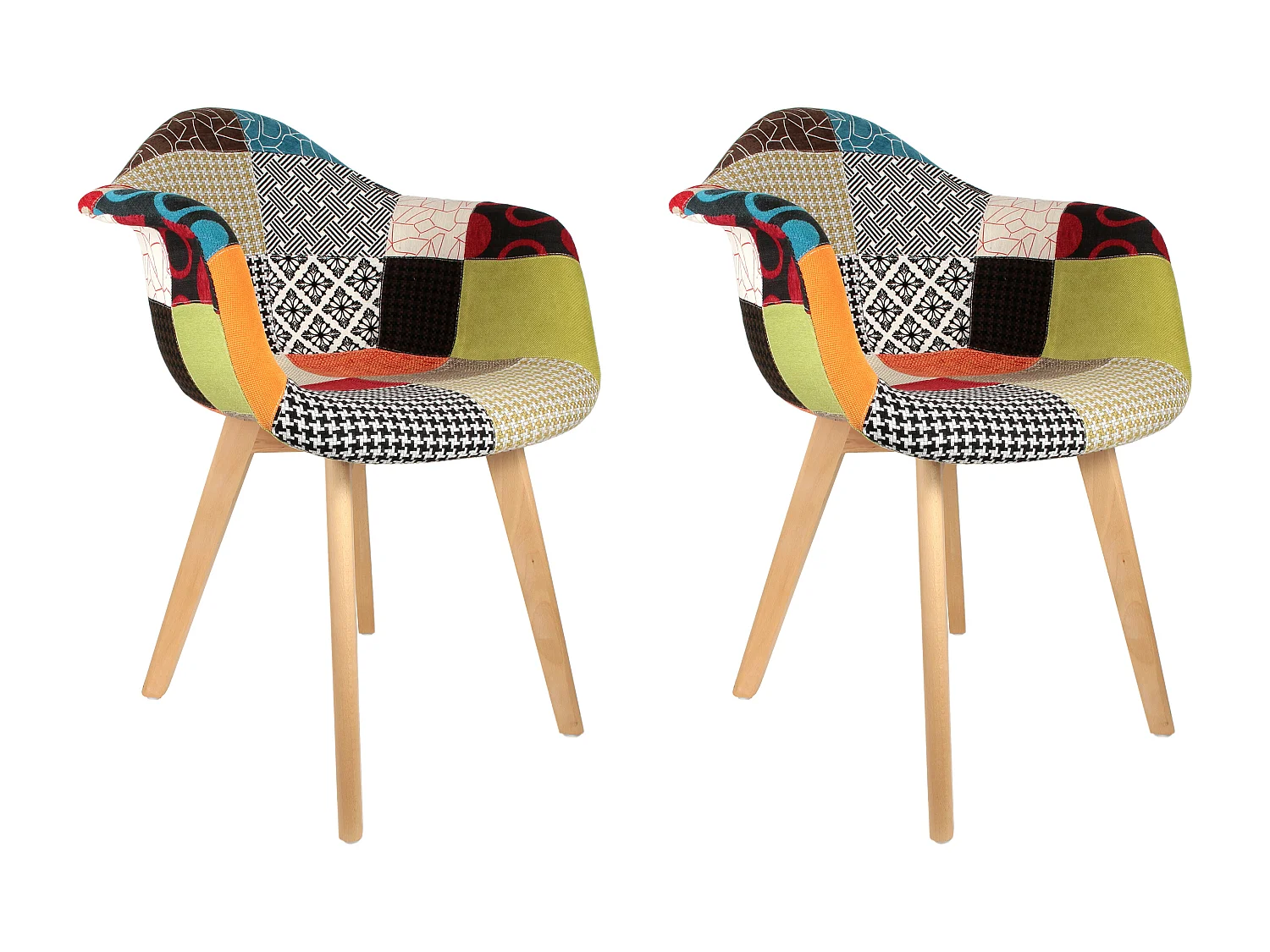 Fauteuil Scandinave Patchwork - Lot De 2 Multicolore