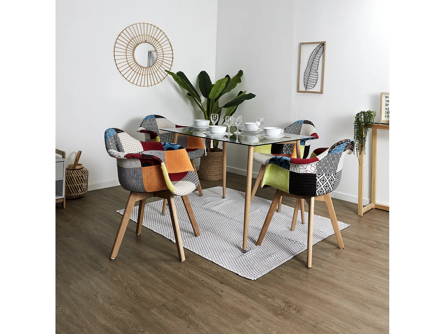 Fauteuil Scandinave Patchwork - Lot De 2 Multicolore