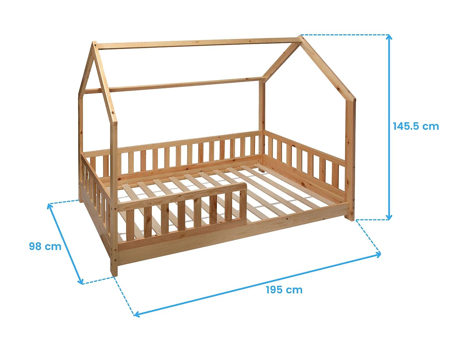 Cama Juvenil Bosco Cabaña 98 cm - Madera Pino y Contrachapado Beige Infantil