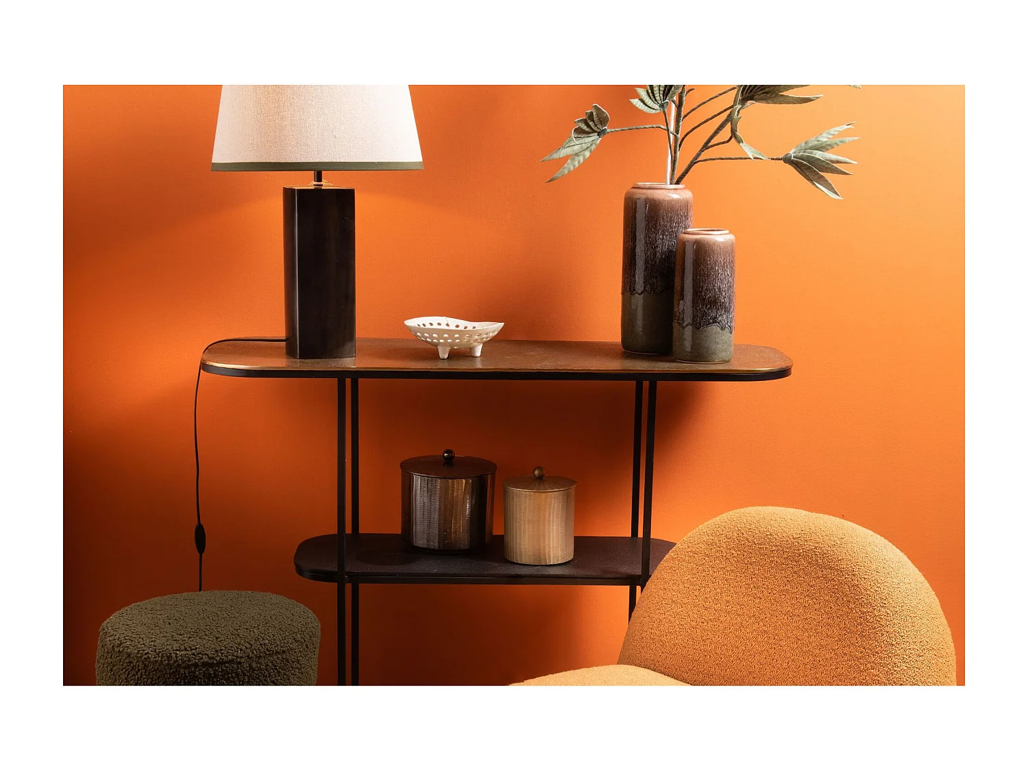 Console rectangulaire en fonte double plateau L116 - MILES