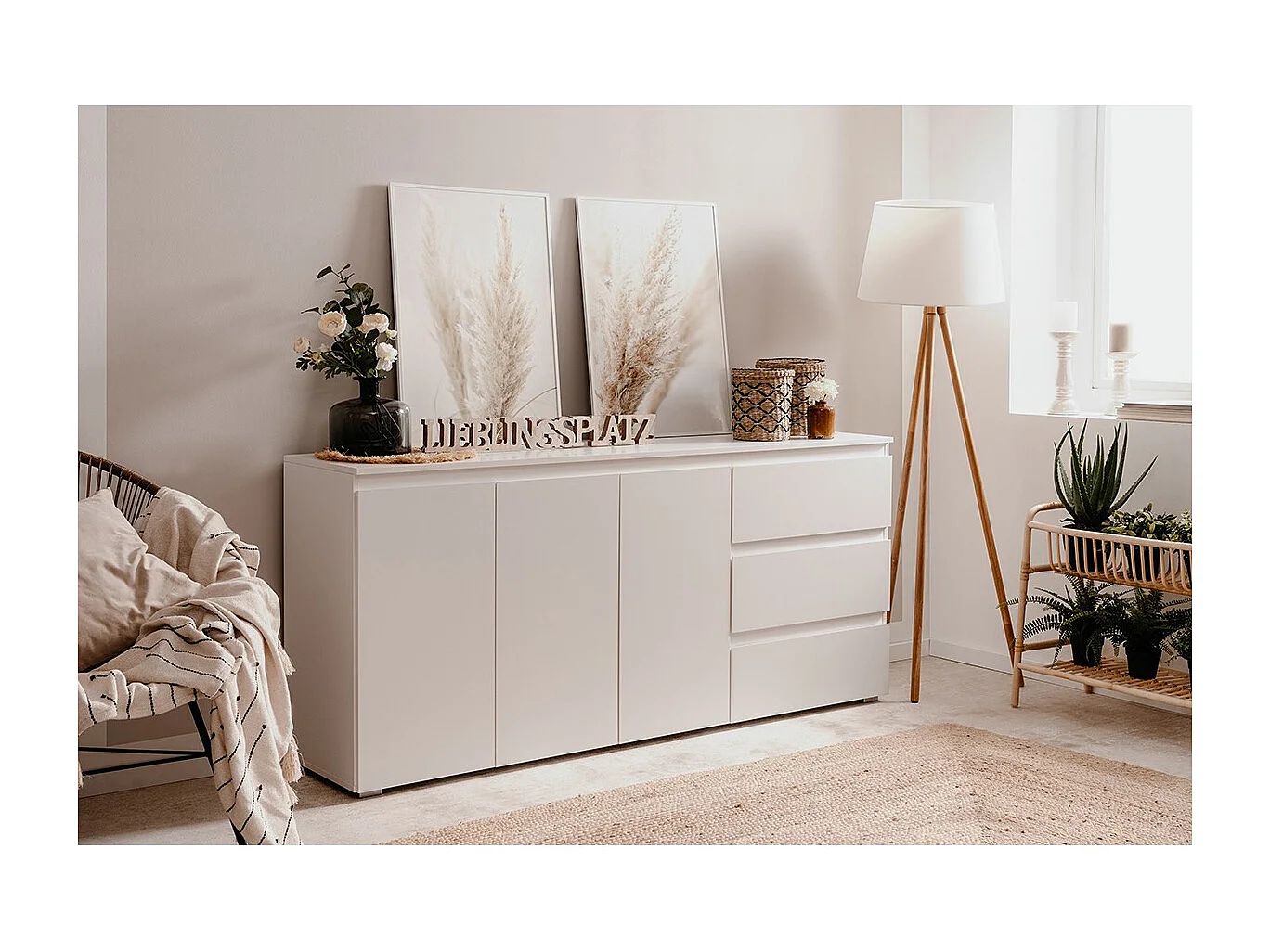 Buffet 3 portes 3 tiroirs et 2 étagères - L178,5 x H80 cm