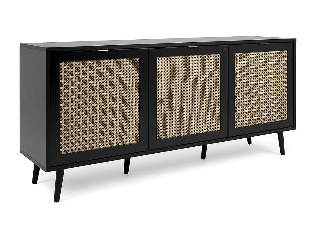 Credenza 3 ante stampa impagliatura e nera - L150 cm