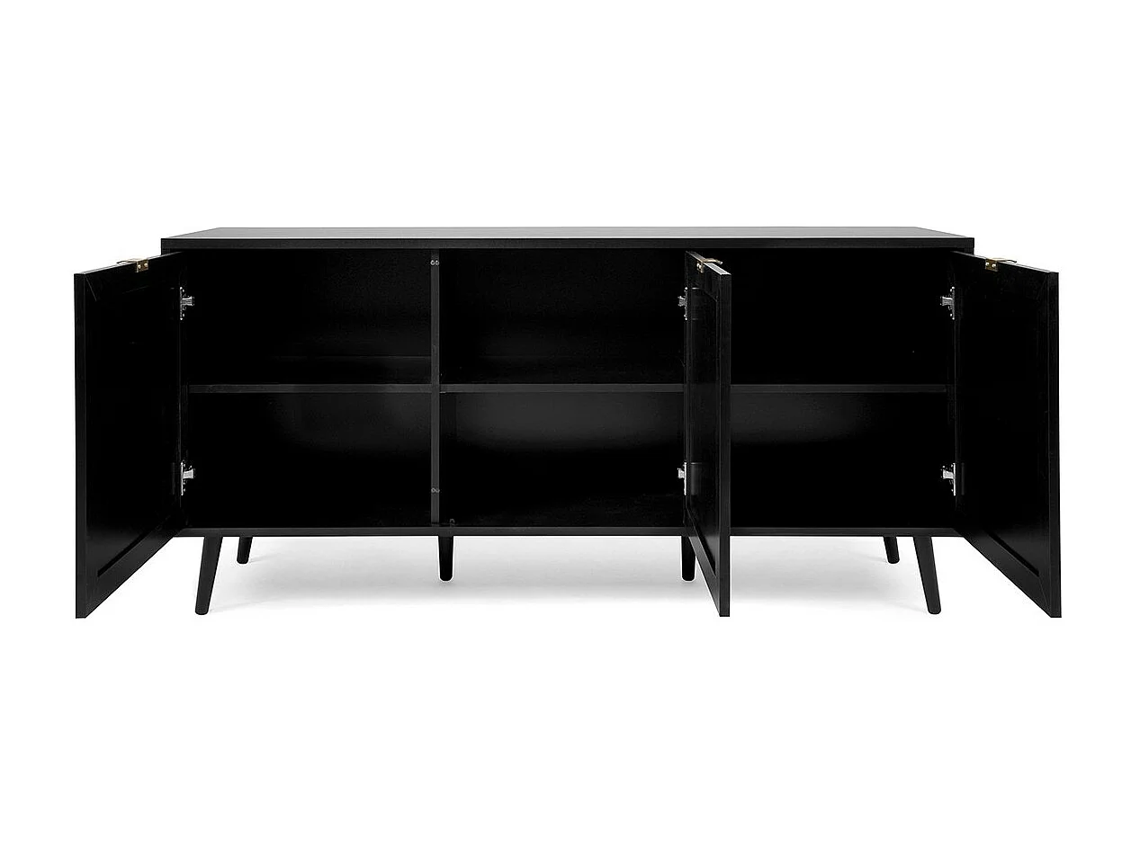 Credenza 3 ante stampa impagliatura e nera - L150 cm