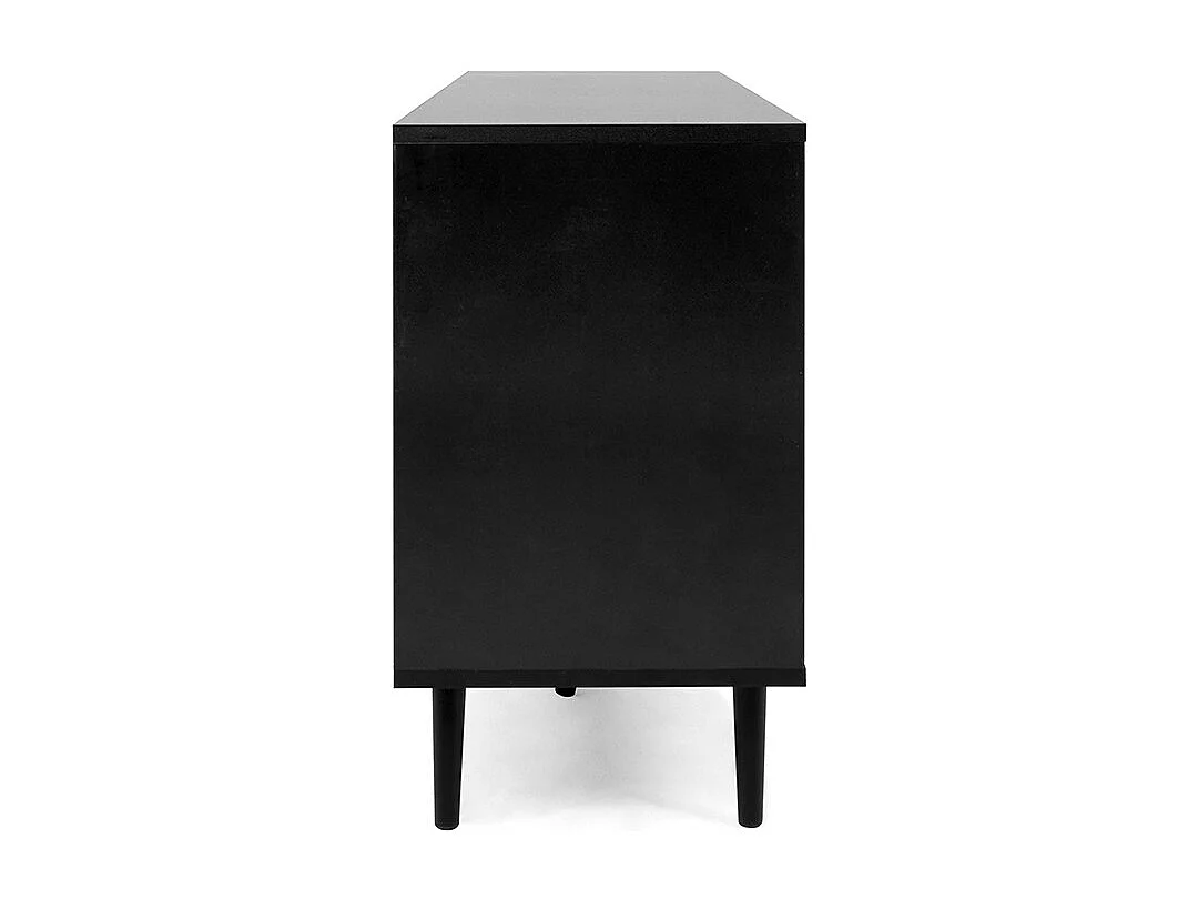 Credenza 3 ante stampa impagliatura e nera - L150 cm