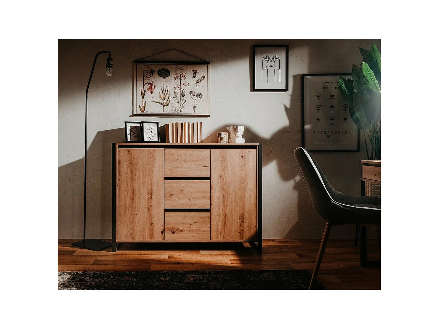 Buffet 2 portes 3 tiroirs L120 cm - DENVER