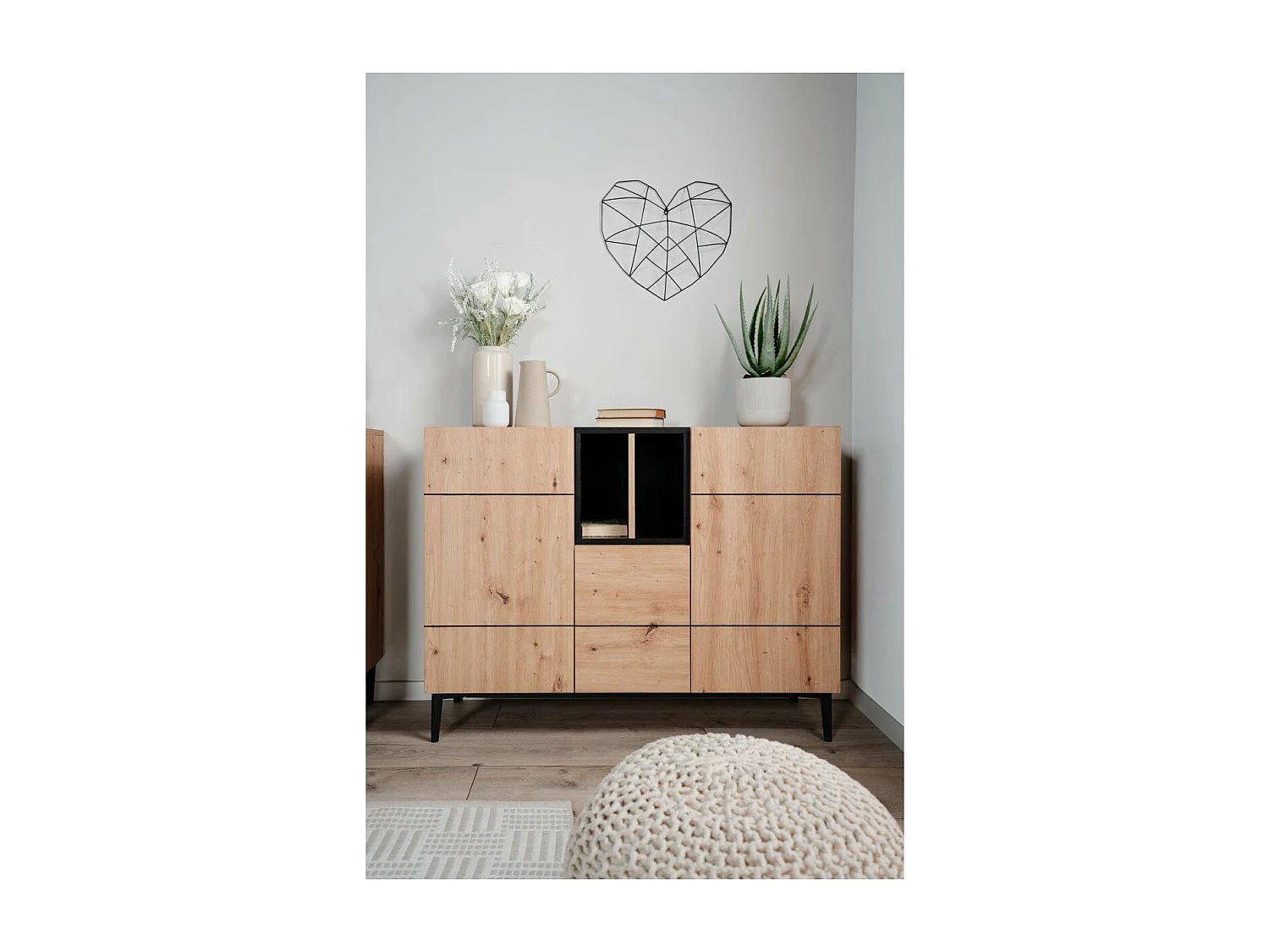 Buffet 3 portes 2 niches L120 cm - Nola