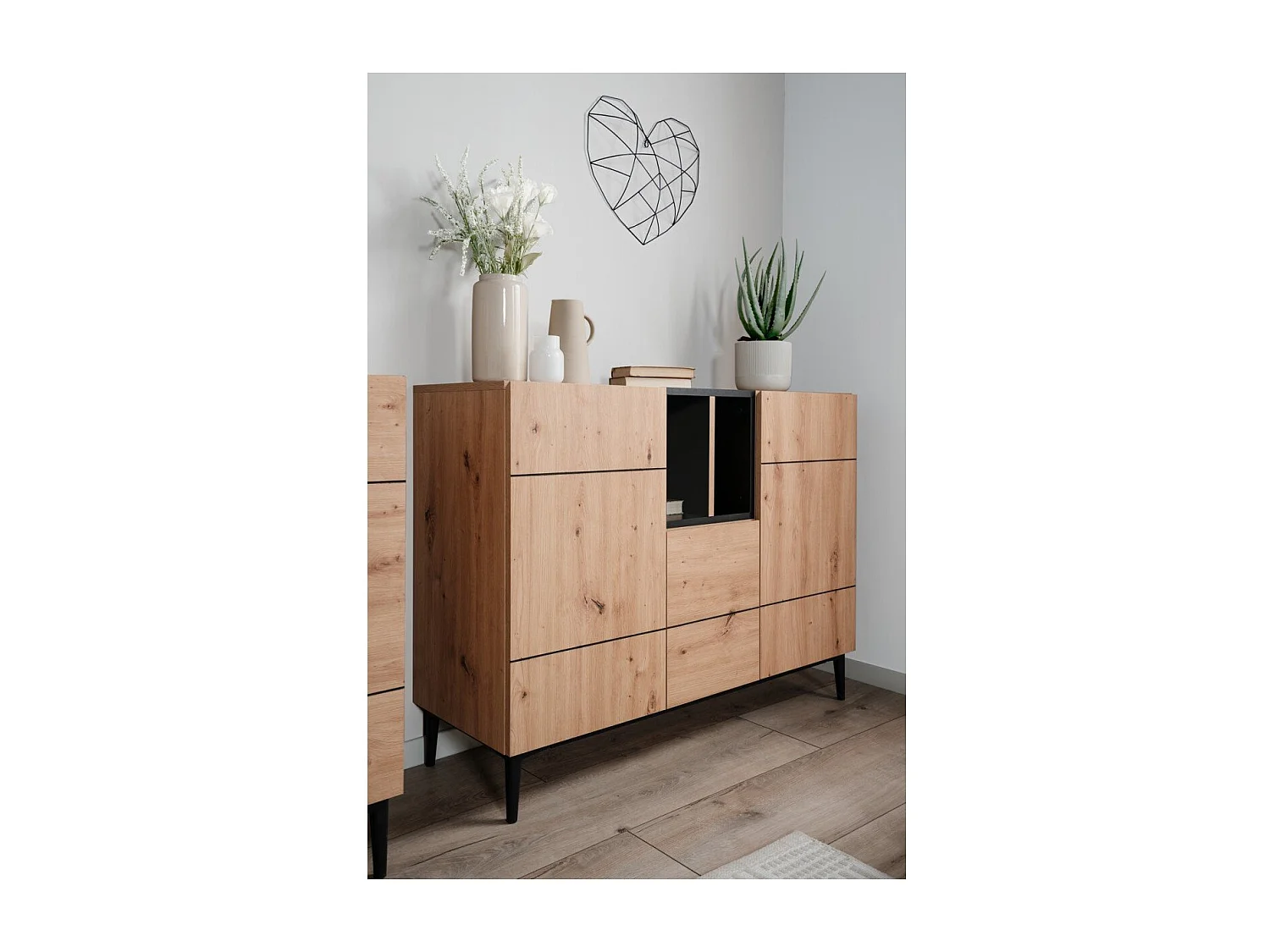 Buffet 3 portes 2 niches L120 cm - Nola