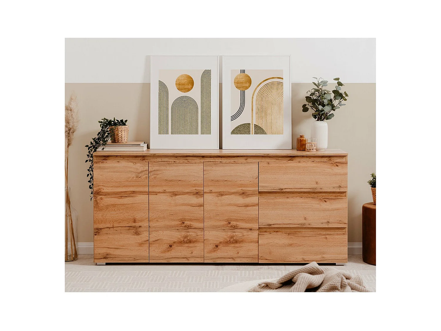 Buffet 3 portes 3 tiroirs et 2 étagères - L178,5 x H80 cm