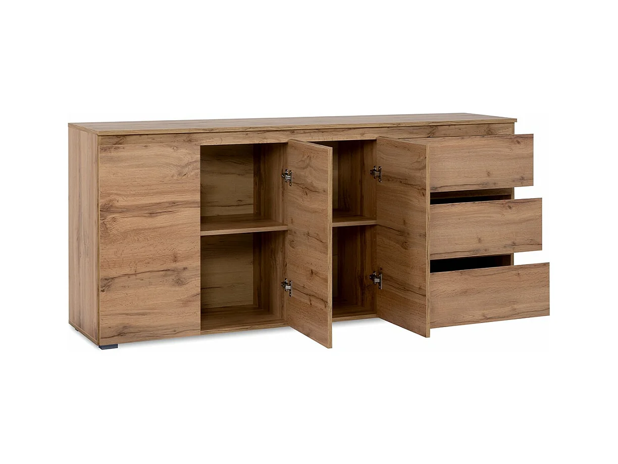 Buffet 3 portes 3 tiroirs et 2 étagères - L178,5 x H80 cm