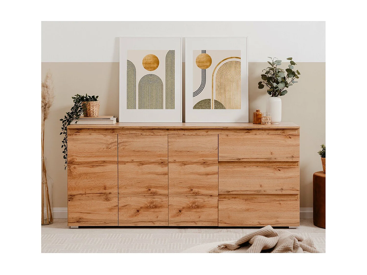 Sideboard mit 3 Türen, 3 Schubladen und 2 Regalen - L178,5 cm