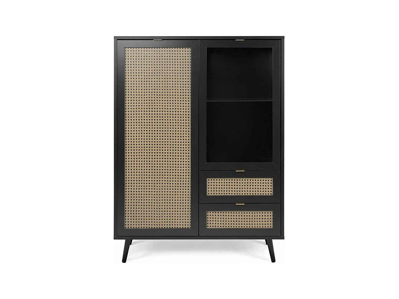 Credenza 2 ante e 2 cassetti, stampa impagliatura e nero