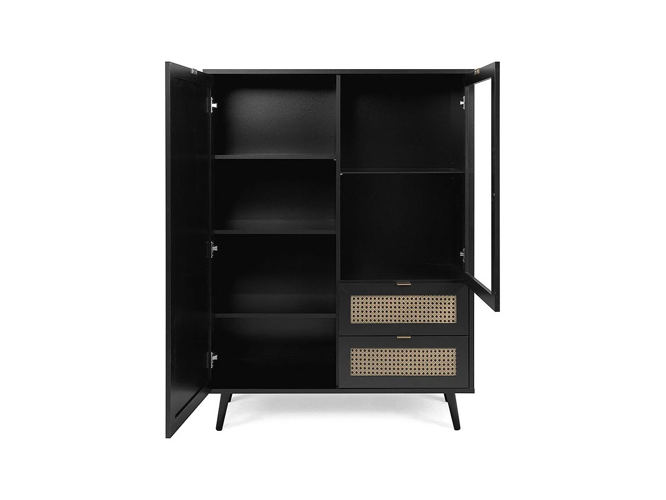 Credenza 2 ante e 2 cassetti, stampa impagliatura e nero