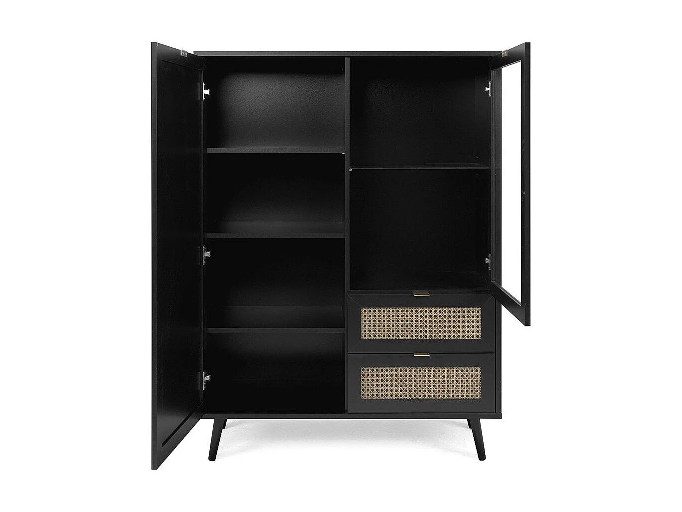 Credenza 2 ante e 2 cassetti, stampa impagliatura e nero