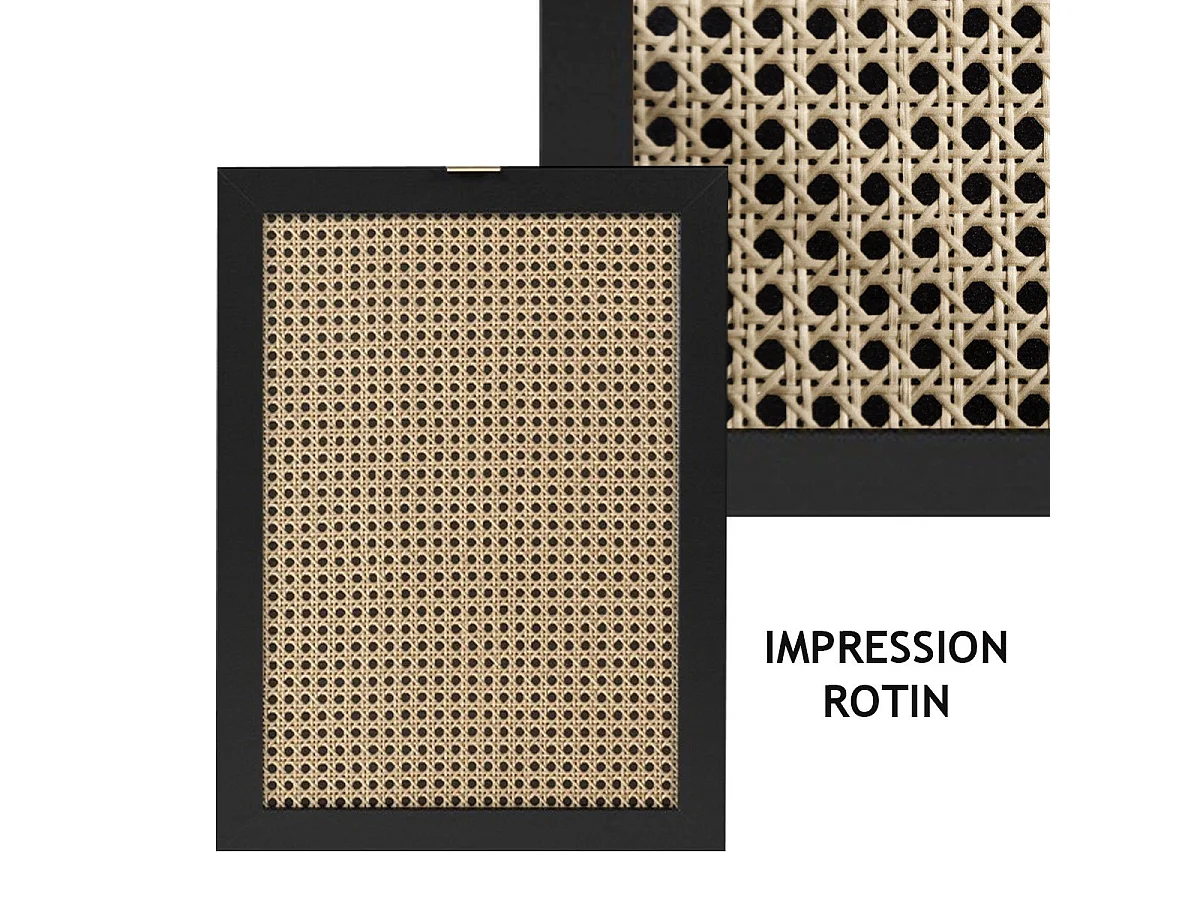 Credenza 2 ante e 2 cassetti, stampa impagliatura e nero