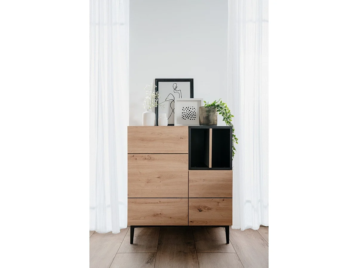 Buffet Haut 2 Portes 2 Niches L80 cm - Nola