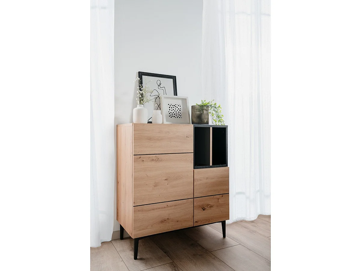 Buffet Haut 2 Portes 2 Niches L80 cm - Nola