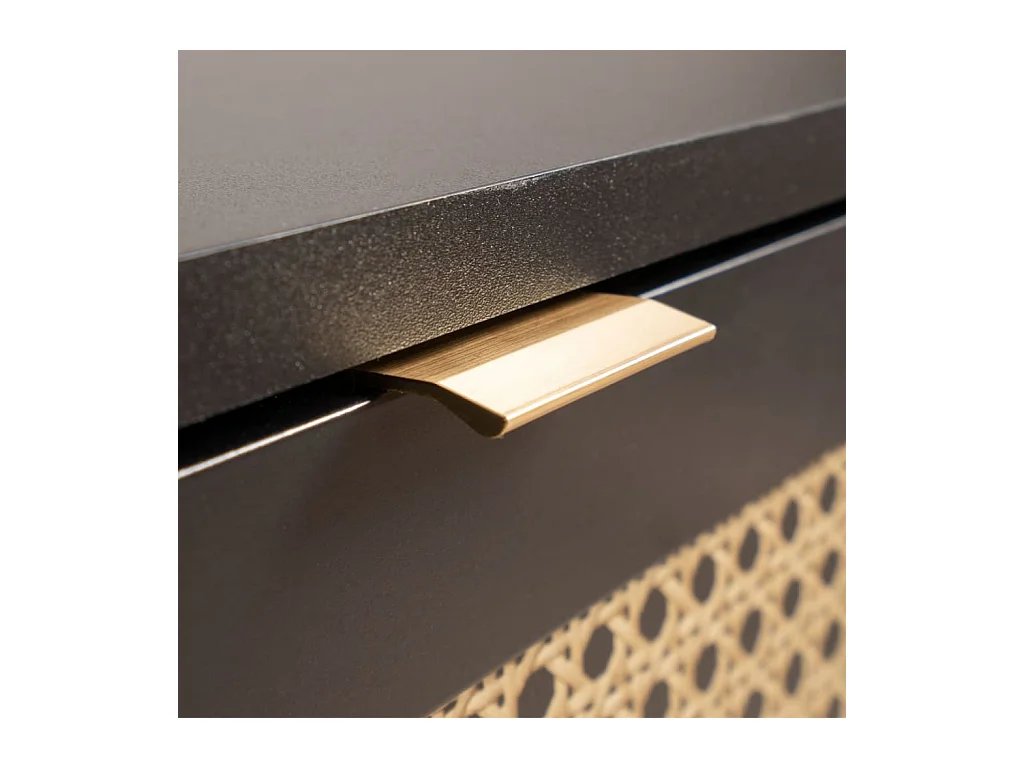 Cassettiera a 3 cassetti, stampa impagliatura e nera - L80 cm