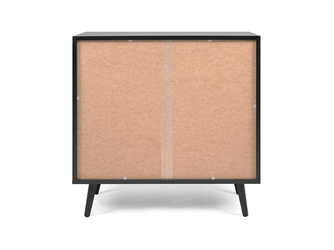 Cassettiera a 3 cassetti, stampa impagliatura e nera - L80 cm