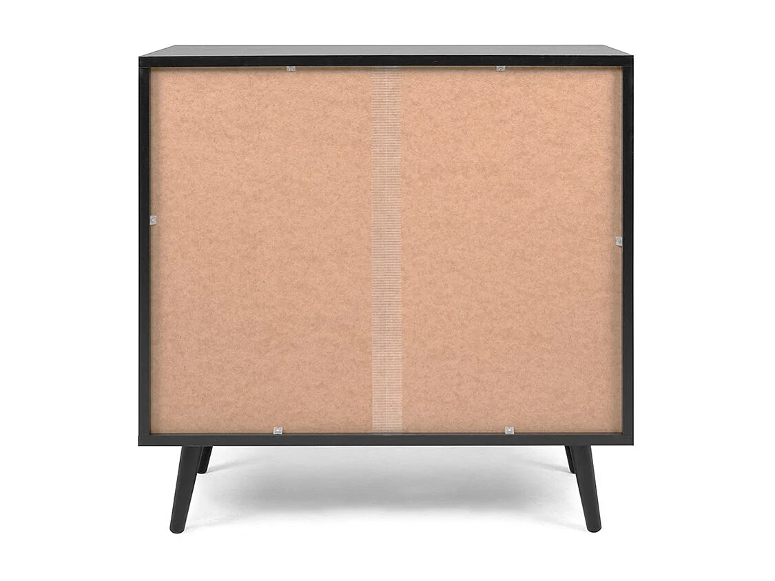 Ladenkast 3 Lades Drukwerk Riet en Zwart L80 x H80 cm - VILLA