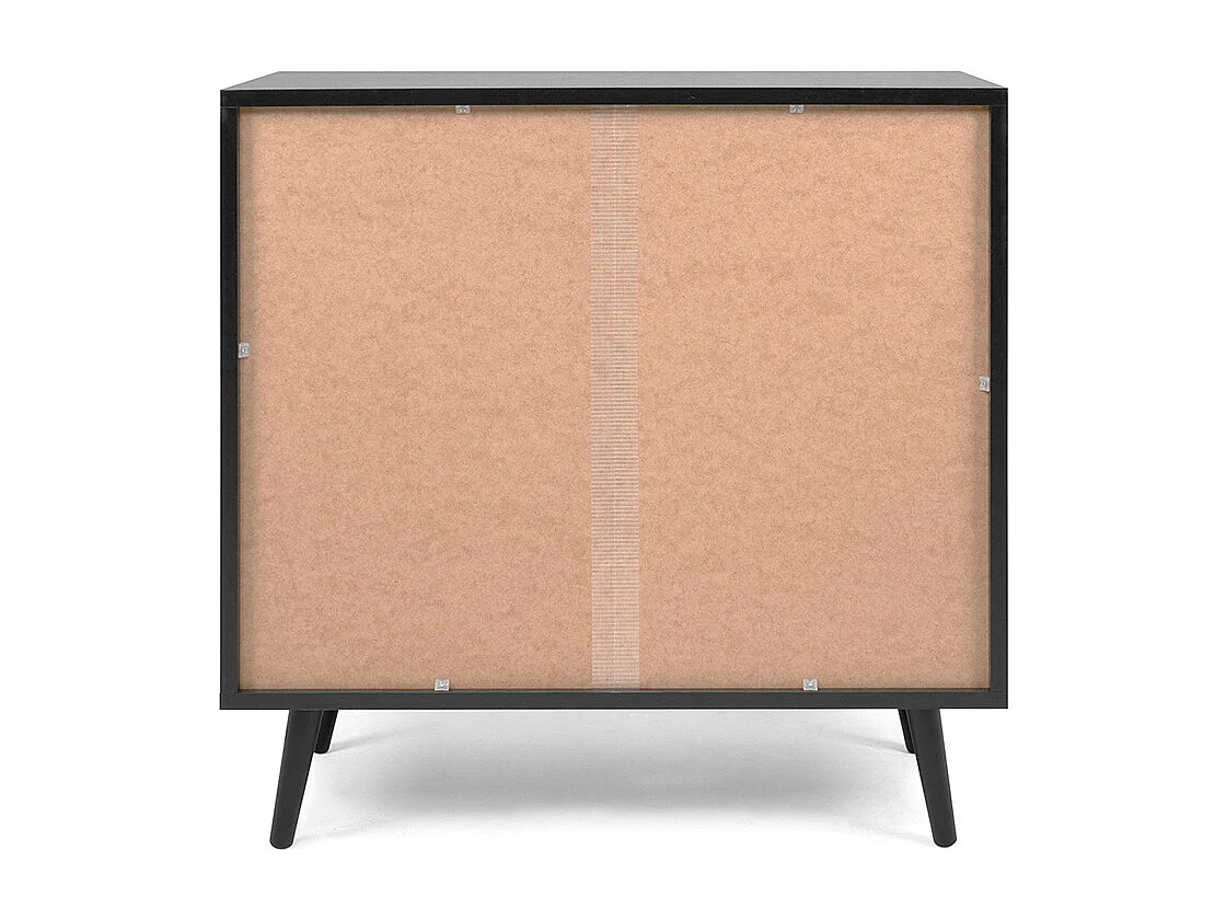 Ladenkast 3 Lades Drukwerk Riet en Zwart L80 x H80 cm - VILLA
