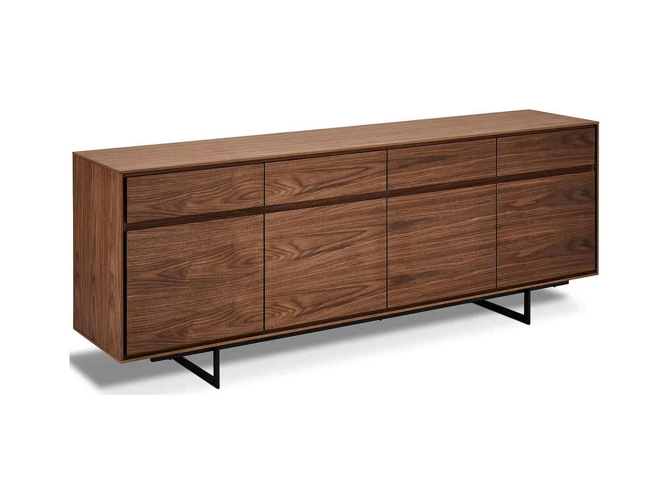 Buffet Tokyo avec 4 portes et 4 tiroirs - MDF et métal - Noyer