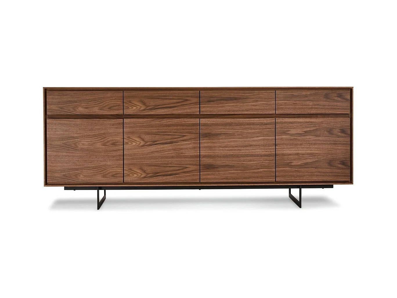 Buffet Tokyo avec 4 portes et 4 tiroirs - MDF et métal - Noyer