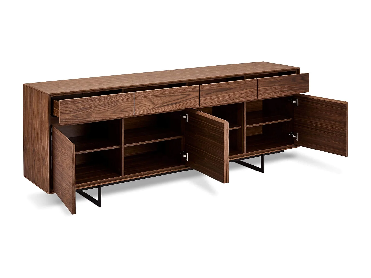 Buffetkast Tokyo - 4 deuren, 4 laden - MDF & staal - Amerikaanse eik