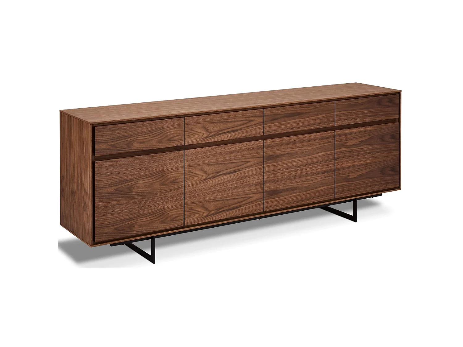 Buffet Tokyo avec 4 portes et 4 tiroirs - MDF et métal - Noyer