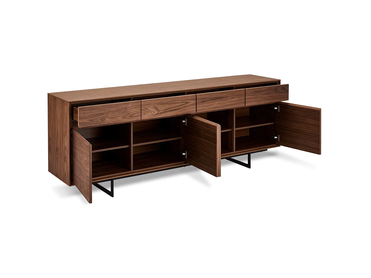 Buffet Tokyo avec 4 portes et 4 tiroirs - MDF et métal - Noyer