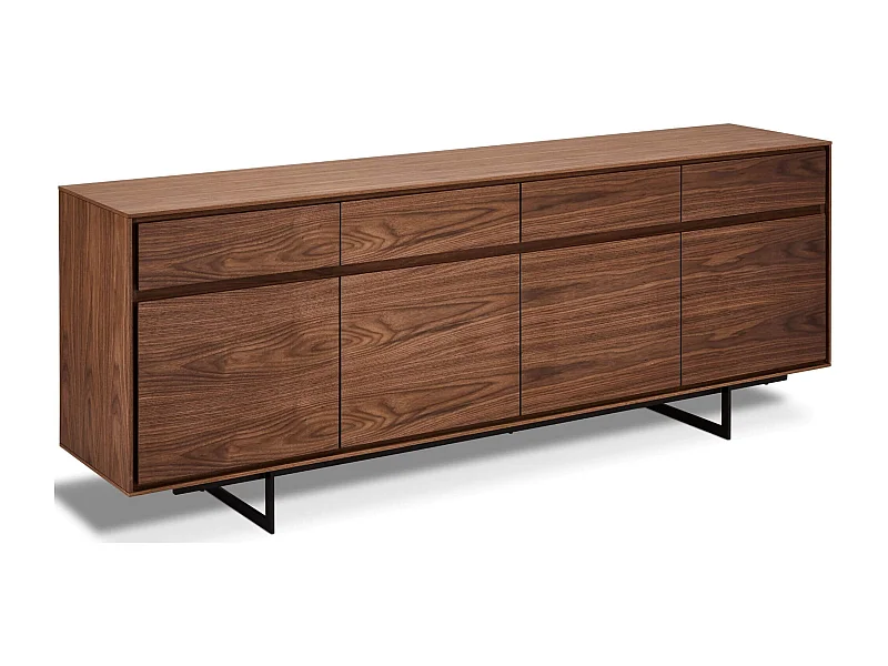 Buffet Tokyo avec 4 portes et 4 tiroirs - MDF et métal - Noyer