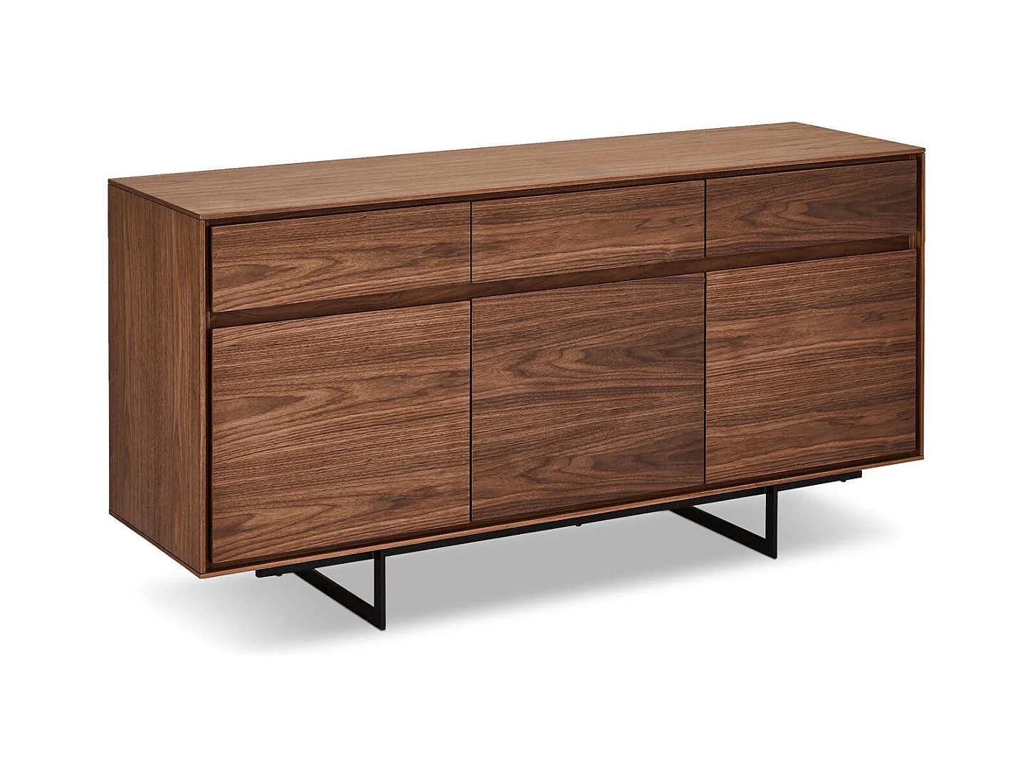 Buffet Tokyo avec 3 portes et 3 tiroirs - MDF et métal - Noyer