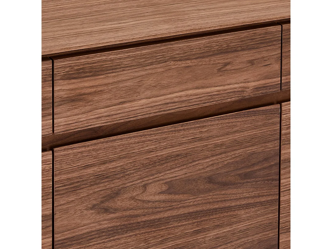 Aparador Tokyo - 3 puertas & 3 cajones - MDF y metal - Nuez