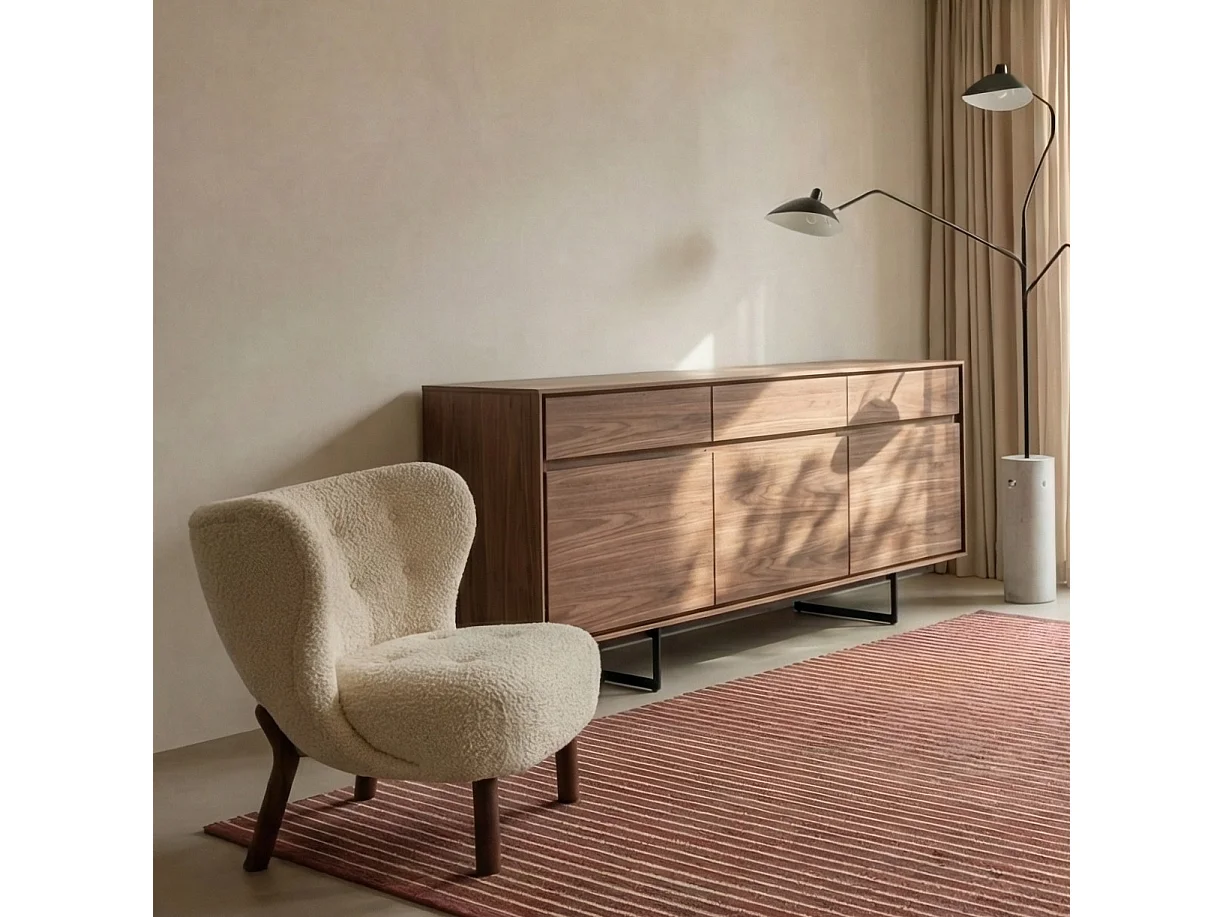 Buffet Tokyo avec 3 portes et 3 tiroirs - MDF et métal - Noyer