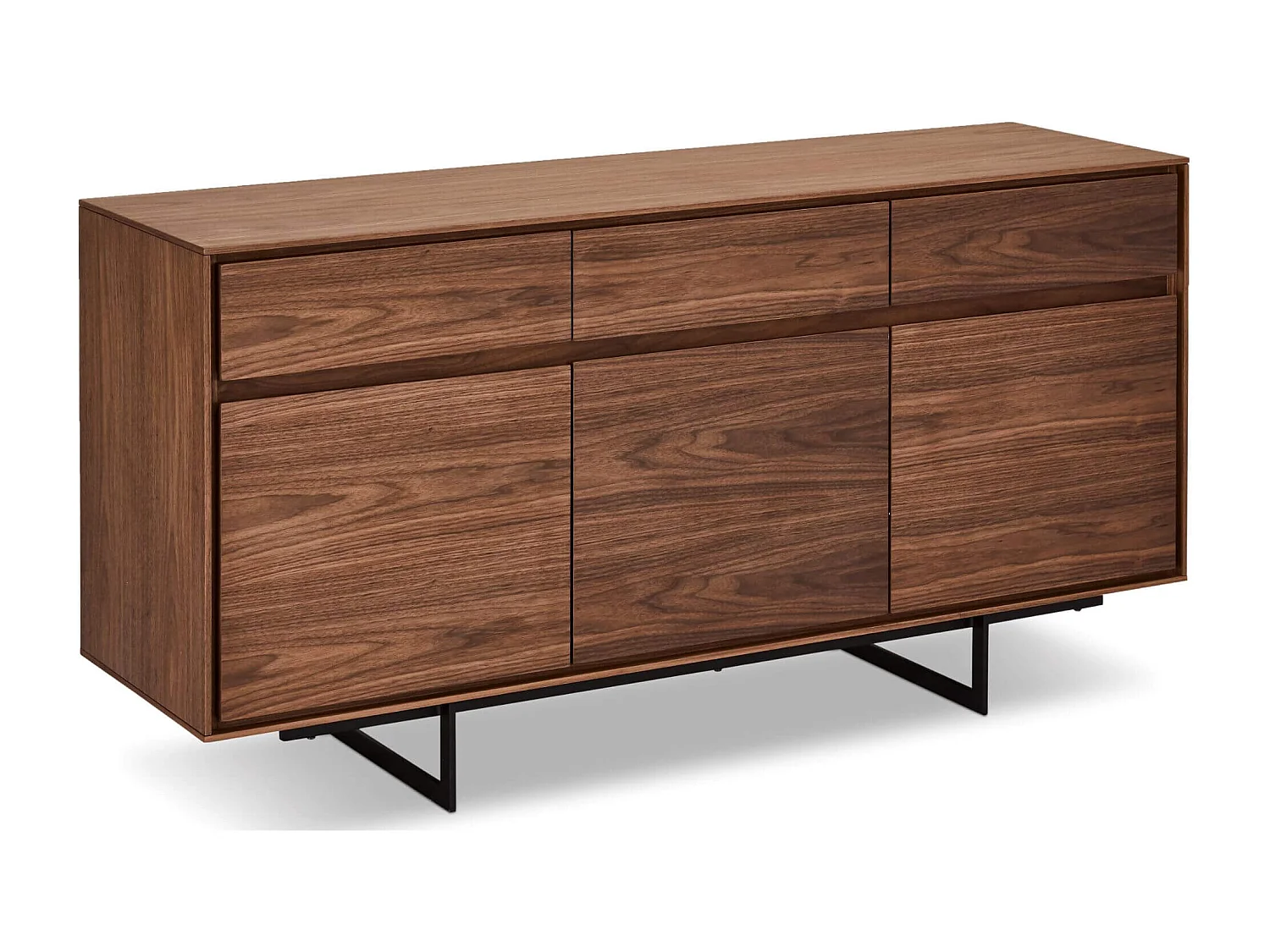 Buffet Tokyo avec 3 portes et 3 tiroirs - MDF et métal - Noyer