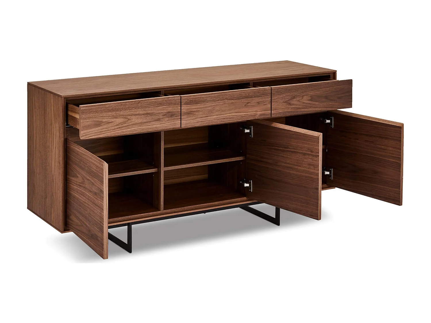 Buffet Tokyo avec 3 portes et 3 tiroirs - MDF et métal - Noyer