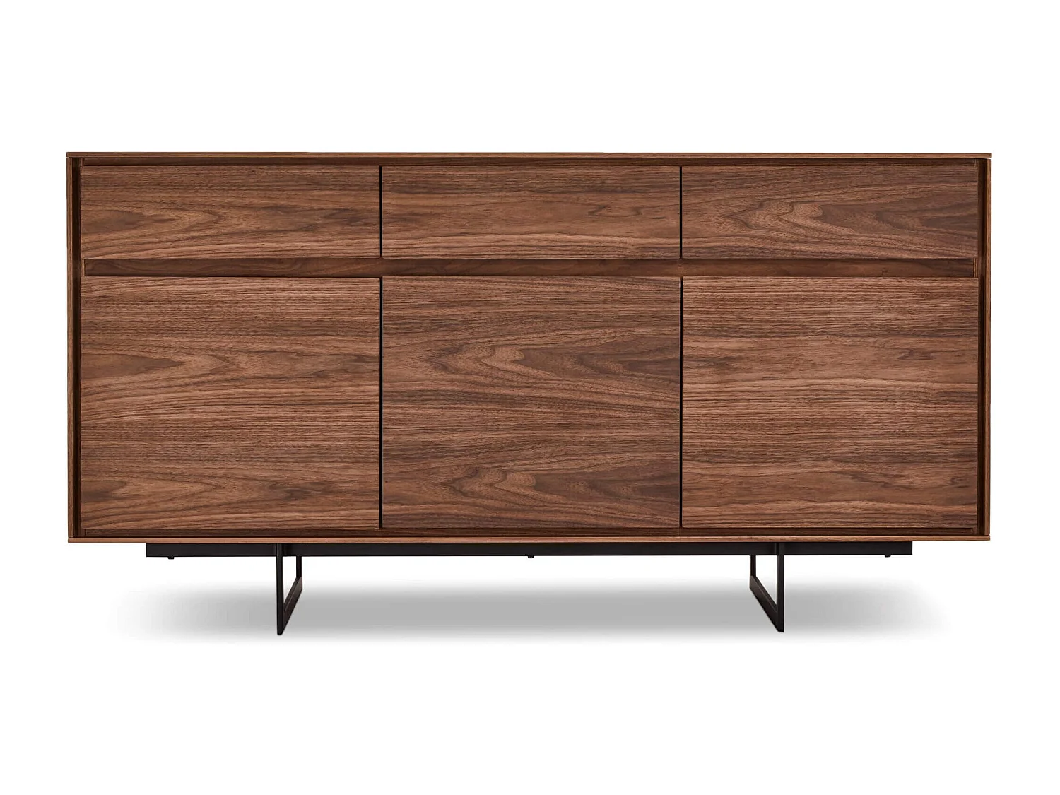 Buffet Tokyo avec 3 portes et 3 tiroirs - MDF et métal - Noyer