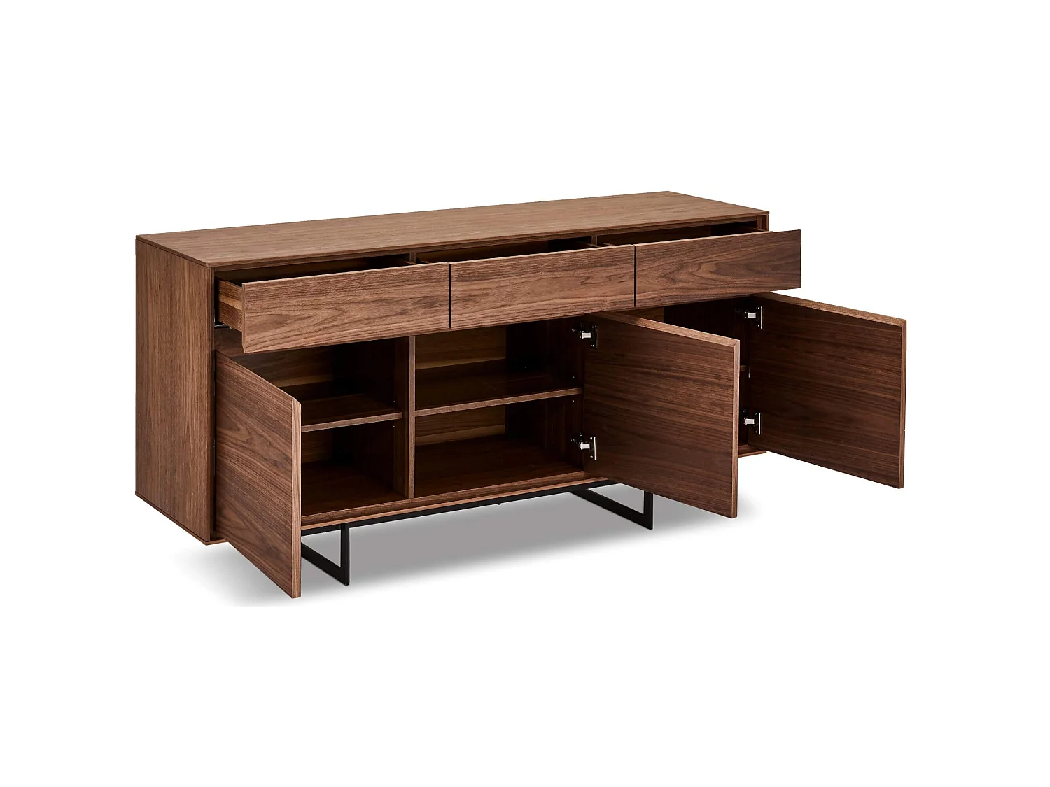 Buffet Tokyo avec 3 portes et 3 tiroirs - MDF et métal - Noyer