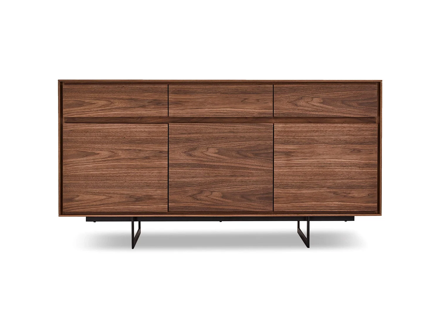 Buffet Tokyo avec 3 portes et 3 tiroirs - MDF et métal - Noyer