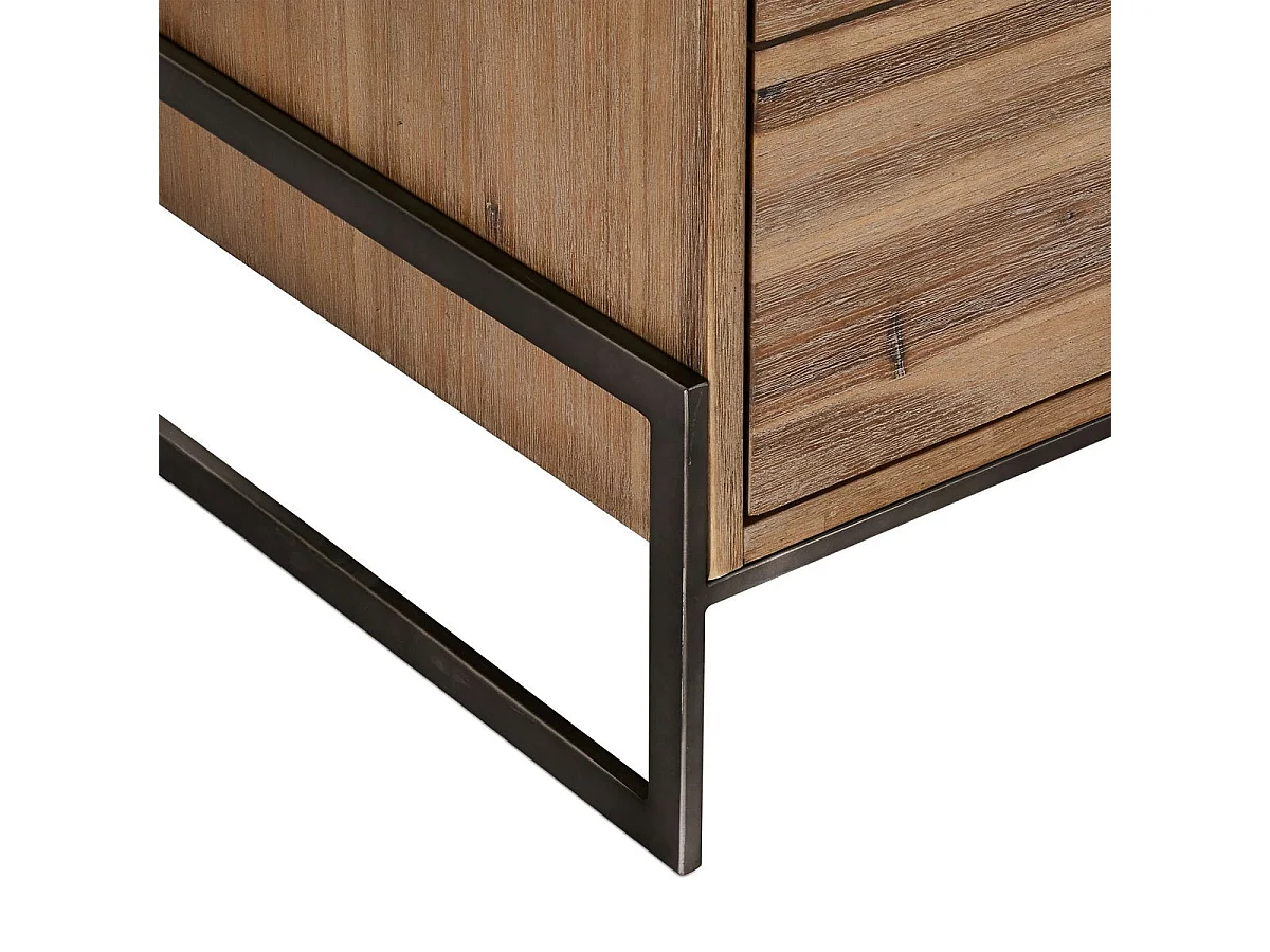 Credenza Mallorca - 2 ante e 2 cassetti - in legno massello di acacia e metallo - Marrone