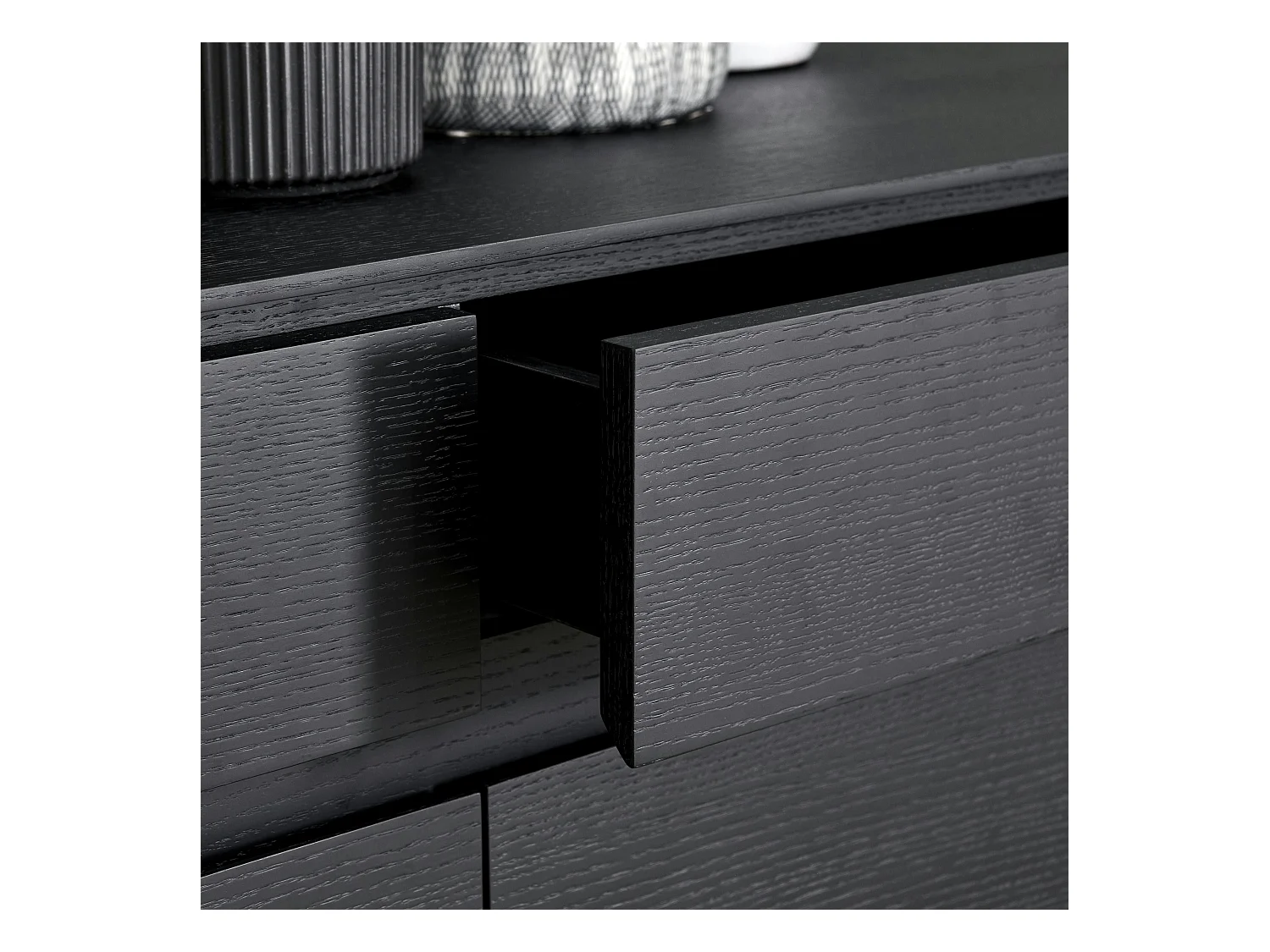 Buffet Tokyo avec 4 portes et 4 tiroirs - MDF et métal - Noir