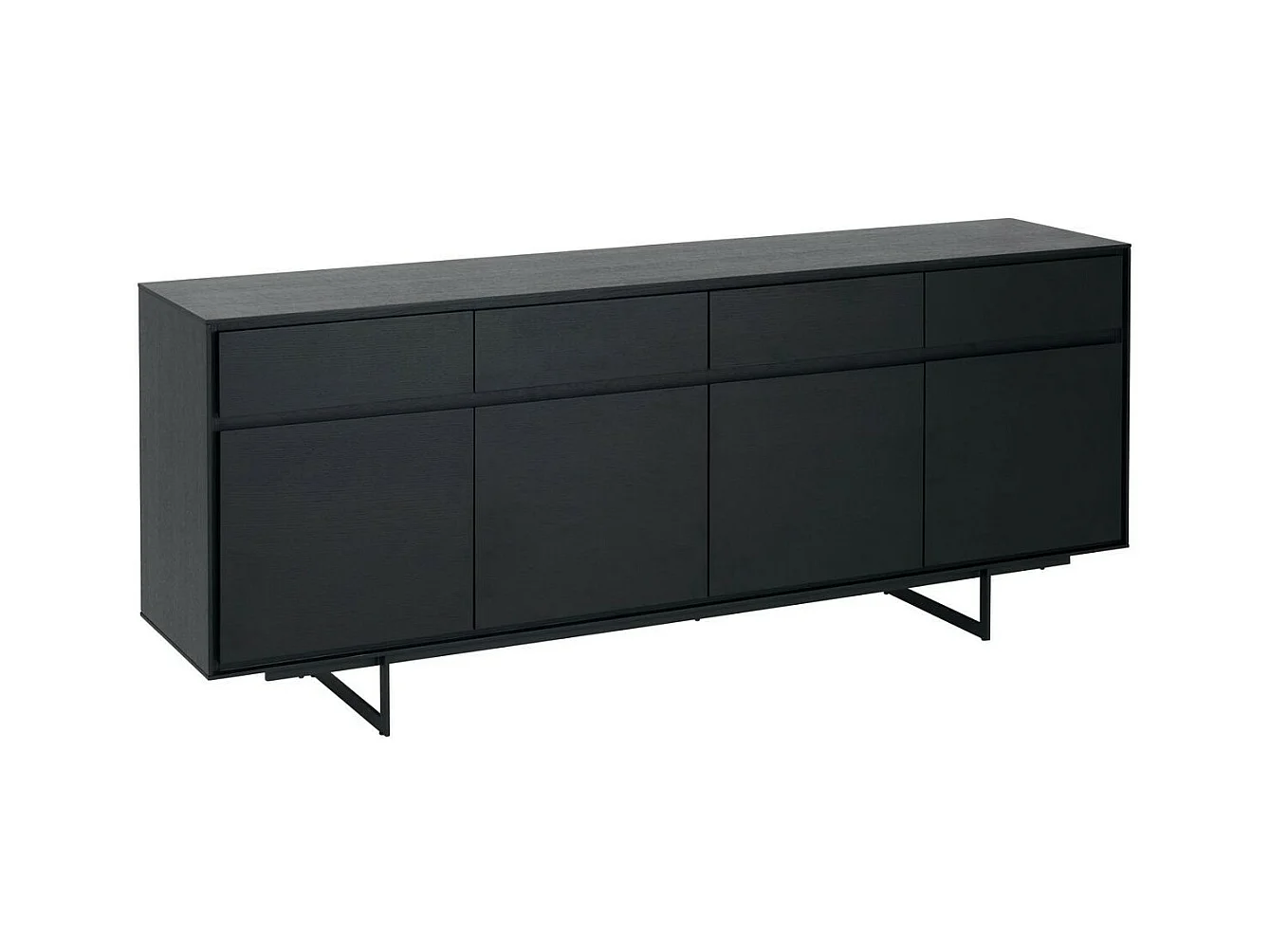 Sideboard Tokyo - 4 Türen & 4 Schubladen - MDF & Furnier & Metall - Schwarz