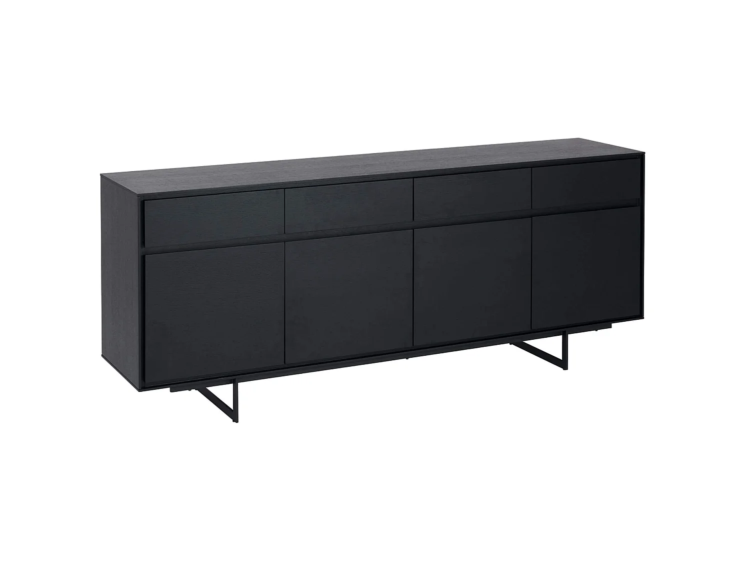 Buffet Tokyo avec 4 portes et 4 tiroirs - MDF et métal - Noir