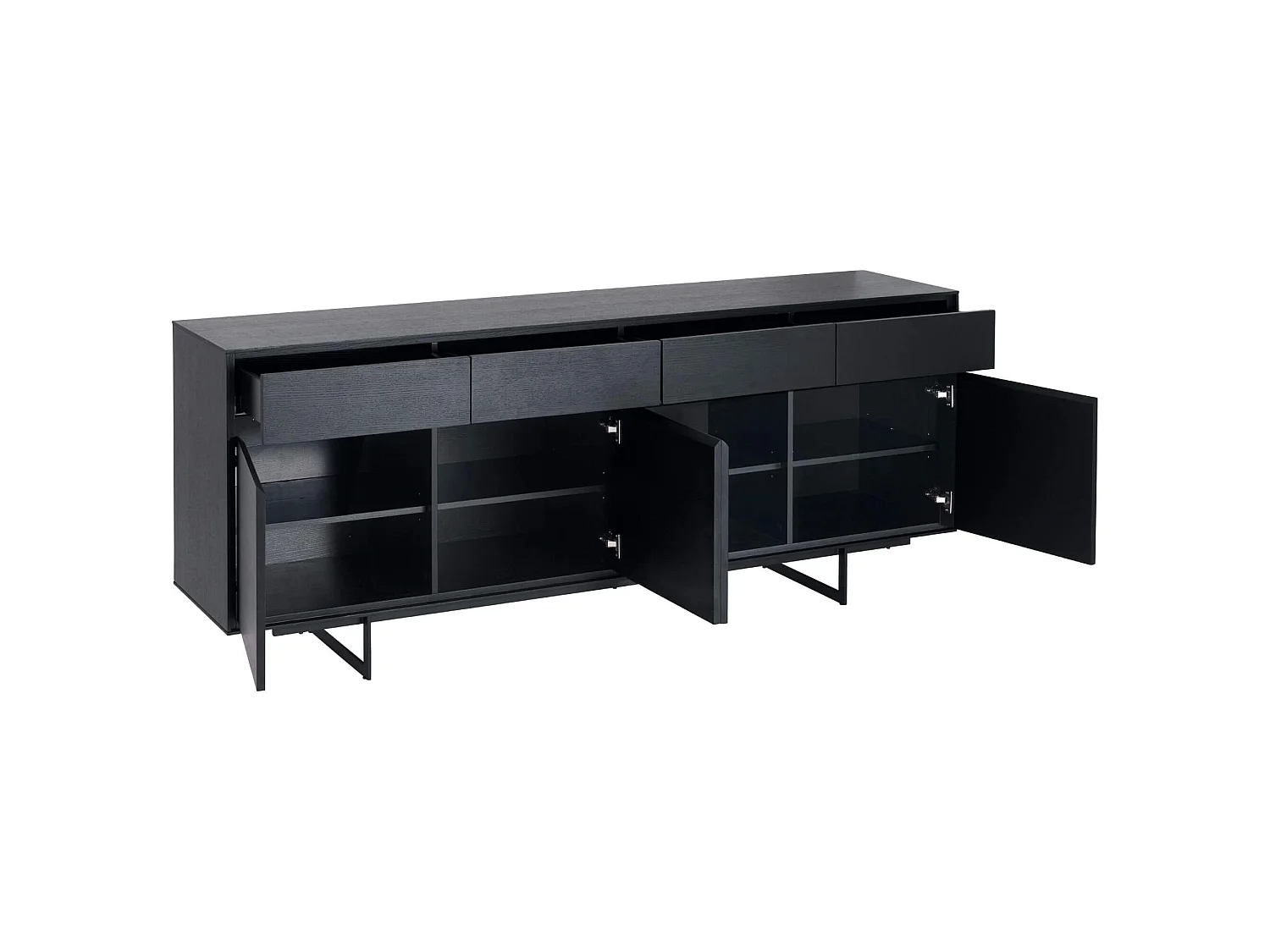 Buffet Tokyo avec 4 portes et 4 tiroirs - MDF et métal - Noir