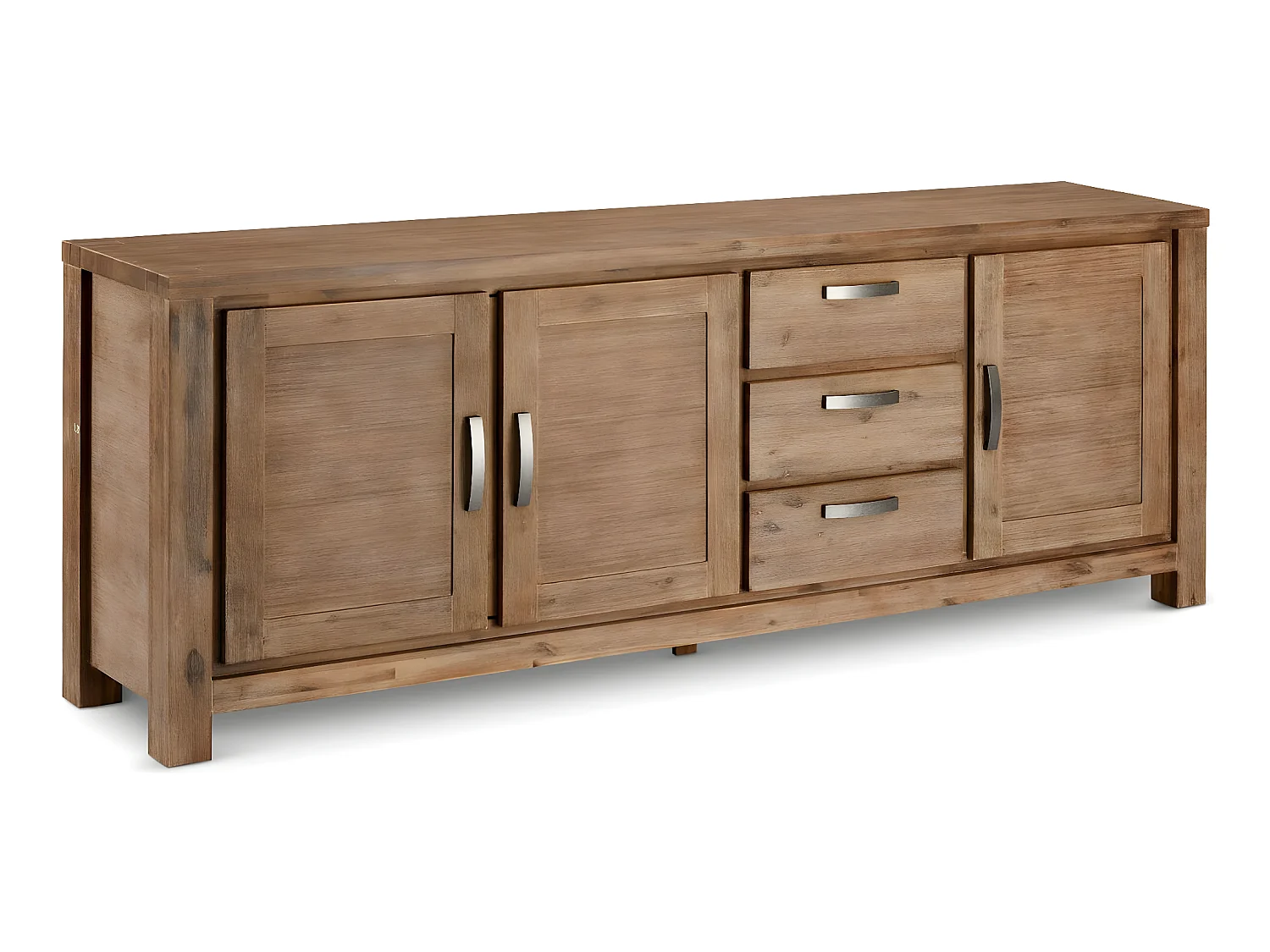 Buffet Alaska avec 3 portes et 3 tiroirs - Acacia massif et MDF - Marron