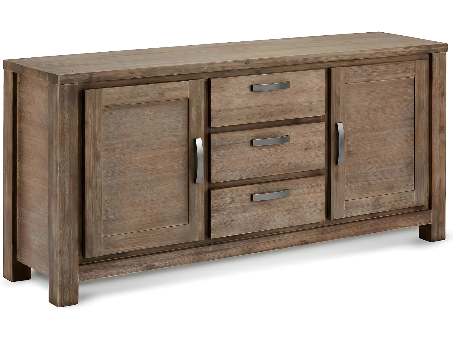 Buffetkast Alaska - 2 deuren, 3 laden - Massief acaciahout & MDF - Bruin