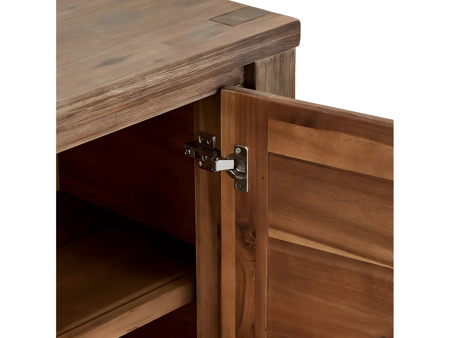 Buffet Alaska avec 2 portes et 3 tiroirs - Acacia massif et MDF - Marron